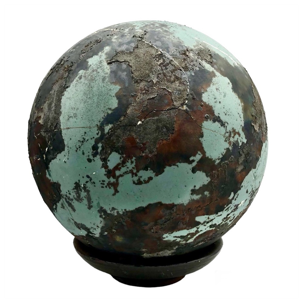 Coming Soon! Kintsugi Raku Pottery Globe Large Sphere Gold Crack Art Centerpiece